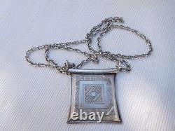 Chain and pendant antique solid silver, Ethnic Africa, engravings GB35 LOT
