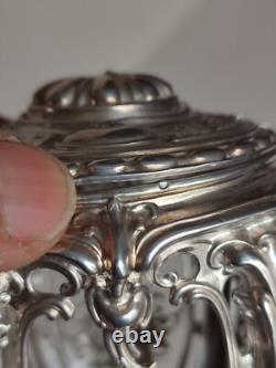 Charles Harleux Former Pretty Mustard Pot Solid Silver Blue Interior Style L XV