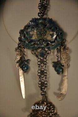 Chatelaine Old Silver Massif Emaille Antique Chinese Chatelaine Enamel Silver