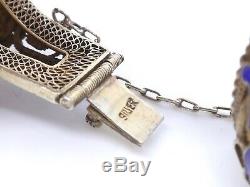 Chinese Jade Bracelet Antique Silver Gilt And Enamel Epoque 1940