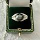 Circa 1930 Antique Tank Ring In Solid Silver With Hematite, Hallmarked