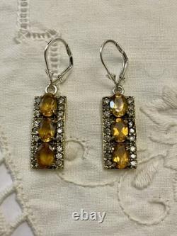 Citrine, Topaz, Vermeil, Solid Silver, Antique Earrings