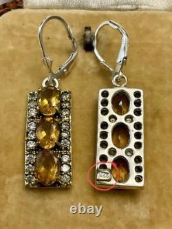 Citrine, Topaz, Vermeil, Solid Silver, Antique Earrings