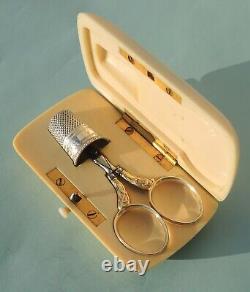 Coffret Necessaire De Couture Ancien Argent Scissors Sévrier French Sewing Etui