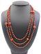 Collier Old Coral Beads 3 Rows Of Red Mounted On Massive Money Xix
