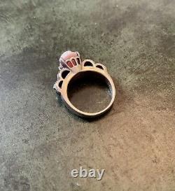 Coral Pink Cameo, Marcasites, Solid Silver, Very Beautiful Antique Ring