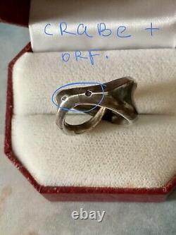 Crab Mark, French Manufacture, Solid Silver, Original Vintage Ring