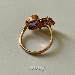 Creater Amethyst & Rubis Ancient Ring Vermeil Gold Pink And Silver Massive -60