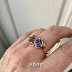 Creater Amethyst & Rubis Ancient Ring Vermeil Gold Pink And Silver Massive -60