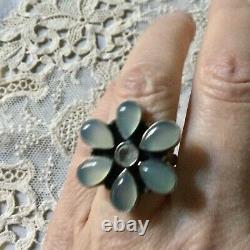 Creator Ancient Ring Calcedony Topaz Blue Silver Massif, Splendid