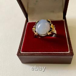 Creator Calcedoine & Sapphire Ancient Ring Vermeil Gold/silver Massif 60