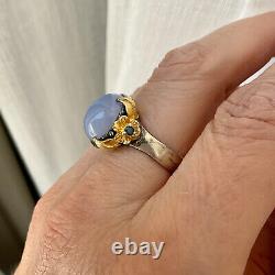 Creator Calcedoine & Sapphire Ancient Ring Vermeil Gold/silver Massif 60