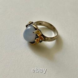 Creator Calcedoine & Sapphire Ancient Ring Vermeil Gold/silver Massif 60