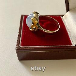 Creator Calcedoine & Sapphire Ancient Ring Vermeil Gold/silver Massif 60