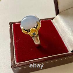 Creator Calcedoine & Sapphire Ancient Ring Vermeil Gold/silver Massif 60