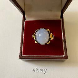 Creator Calcedoine & Sapphire Ancient Ring Vermeil Gold/silver Massif 60