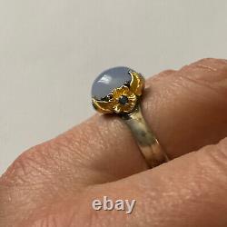 Creator Calcedoine & Sapphire Ancient Ring Vermeil Gold/silver Massif 60