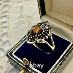 Creator Opal Fire & Tanzanite Antique Solid Silver Ring