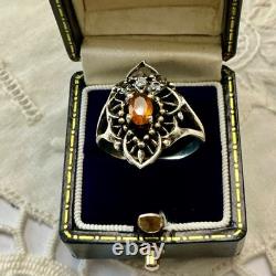 Creator Opal Fire & Tanzanite Antique Solid Silver Ring