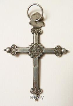 Cross Jeannette Solid Silver Bijou Old Regional 19th Century Silver Cross Cruz