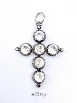 Cross Old Jeannette Regional Arlesienne Provencal Silver And Rhinestone