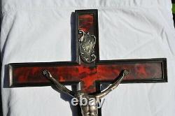 Crucifix Old Silver Massive Large Antique Head Skull 17-18th C. False