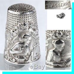 Denteliere Old Sewing Thimble Fingerhut Silver Sewing Thimble French Silver Wire