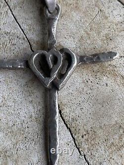 Double Heart Cross Pendant, and Solid Silver Chain