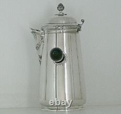 ÉMILE PUIFORCAT OLD SOLID SILVER CHOCOLATE POT MINERVA 769g LOUIS XVI RIBBON