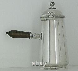 ÉMILE PUIFORCAT OLD SOLID SILVER CHOCOLATE POT MINERVA 769g LOUIS XVI RIBBON