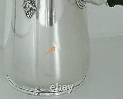 ÉMILE PUIFORCAT OLD SOLID SILVER CHOCOLATE POT MINERVA 769g LOUIS XVI RIBBON