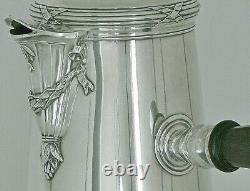 ÉMILE PUIFORCAT OLD SOLID SILVER CHOCOLATE POT MINERVA 769g LOUIS XVI RIBBON