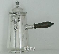 ÉMILE PUIFORCAT OLD SOLID SILVER CHOCOLATE POT MINERVA 769g LOUIS XVI RIBBON