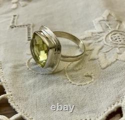 ENORMOUS NATURAL CITRINE SOLID SILVER, ANTIQUE MARQUISE RING, Unique CREATOR