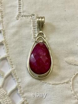 ENORMOUS TRUE RUBY, SOLID SILVER, ANTIQUE CREATOR PENDANT, UNIQUE Jewelry