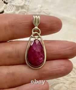 ENORMOUS TRUE RUBY, SOLID SILVER, ANTIQUE CREATOR PENDANT, UNIQUE Jewelry