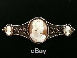 Early 19th Century Silver And Solid Gold Brooch And 3 Superb Cameos