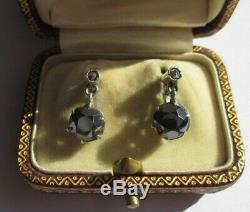 Earring Stud Earring Trembleuses Old Onyx Faceted Sterling Silver