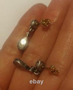 Earrings Regional Antique Silver Earrings And Massive Gold And Rhinestones (19th)