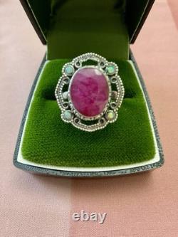 Enormous Natural Ruby Opal Solid Silver, Splendid Antique Ring