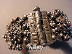 Ethnic Bracelet Cuff Richly Worked Old Silver Punch