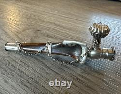 Exceptional 19th Century Marine Work - Antique Pipe in Bone and Solid Silver