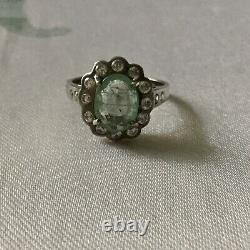 Exceptional Ancient Ring Emerald Veritable, Silver, Topaz