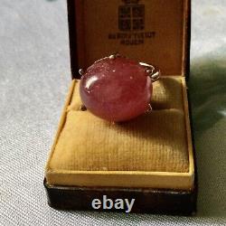 Exceptional Enormous Ruby Antique Ring In Vermeil Gold Pink/ Silver Massif