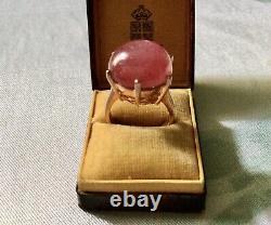 Exceptional Enormous Ruby Antique Ring In Vermeil Gold Pink/ Silver Massif