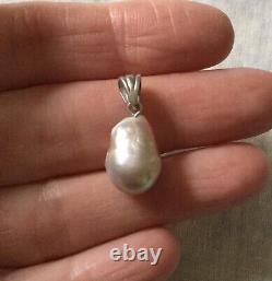 Exceptional Large Vintage Pear Shaped Genuine Pearl, Solid Silver