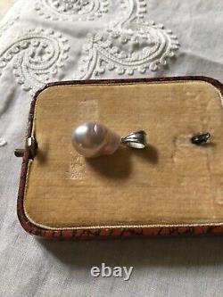 Exceptional Large Vintage Pear Shaped Genuine Pearl, Solid Silver