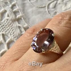 Exceptional Old Royal Ring Amethyst Natural Silver, Carvings