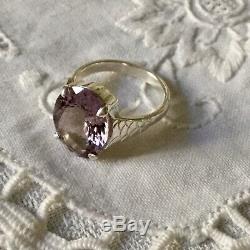 Exceptional Old Royal Ring Amethyst Natural Silver, Carvings