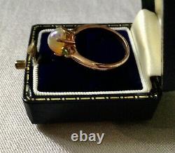Exceptional Veritable Opale, Antique Ring In Vermeil Gold Pink/ Silver Massive